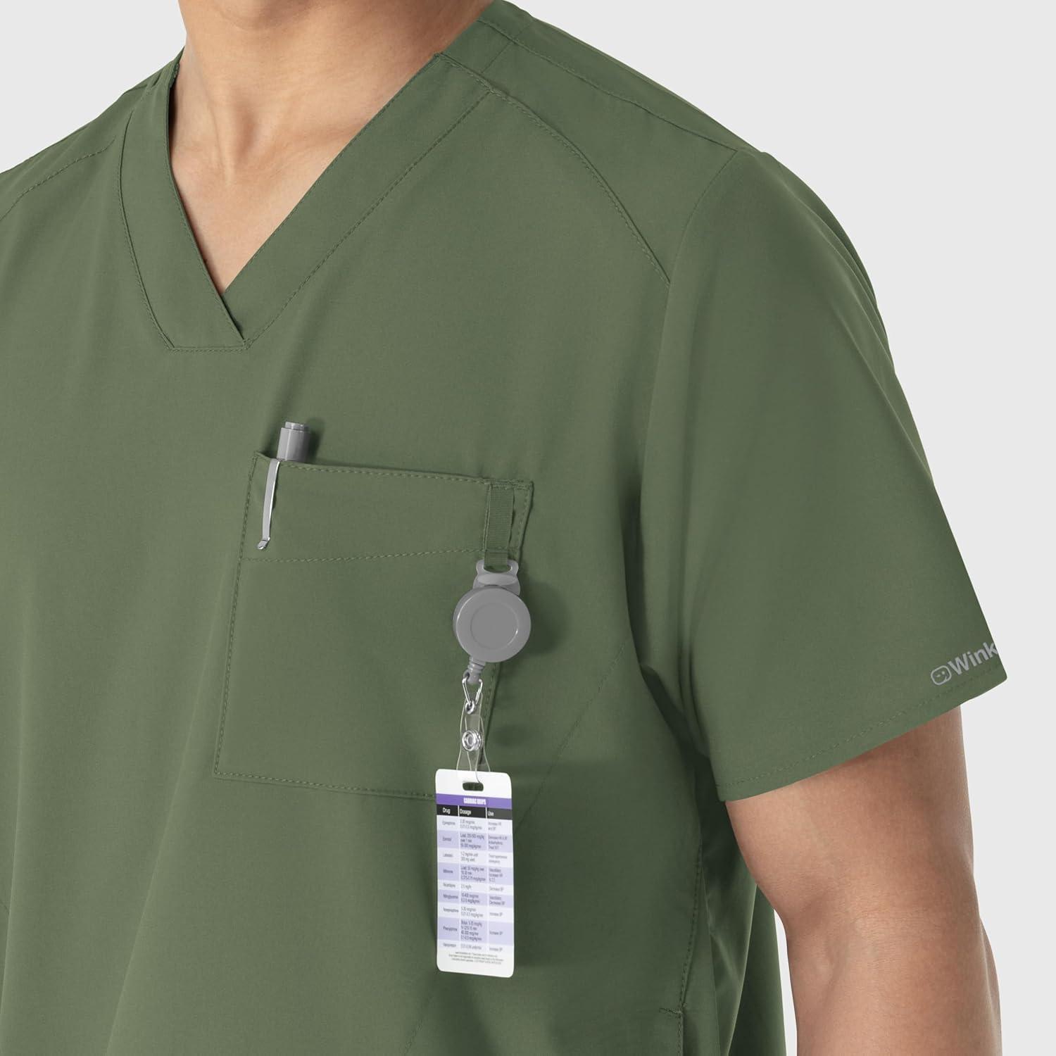 imageWINK Scrubs for Men W123 VNeck Tops with 6 PocketsOlive