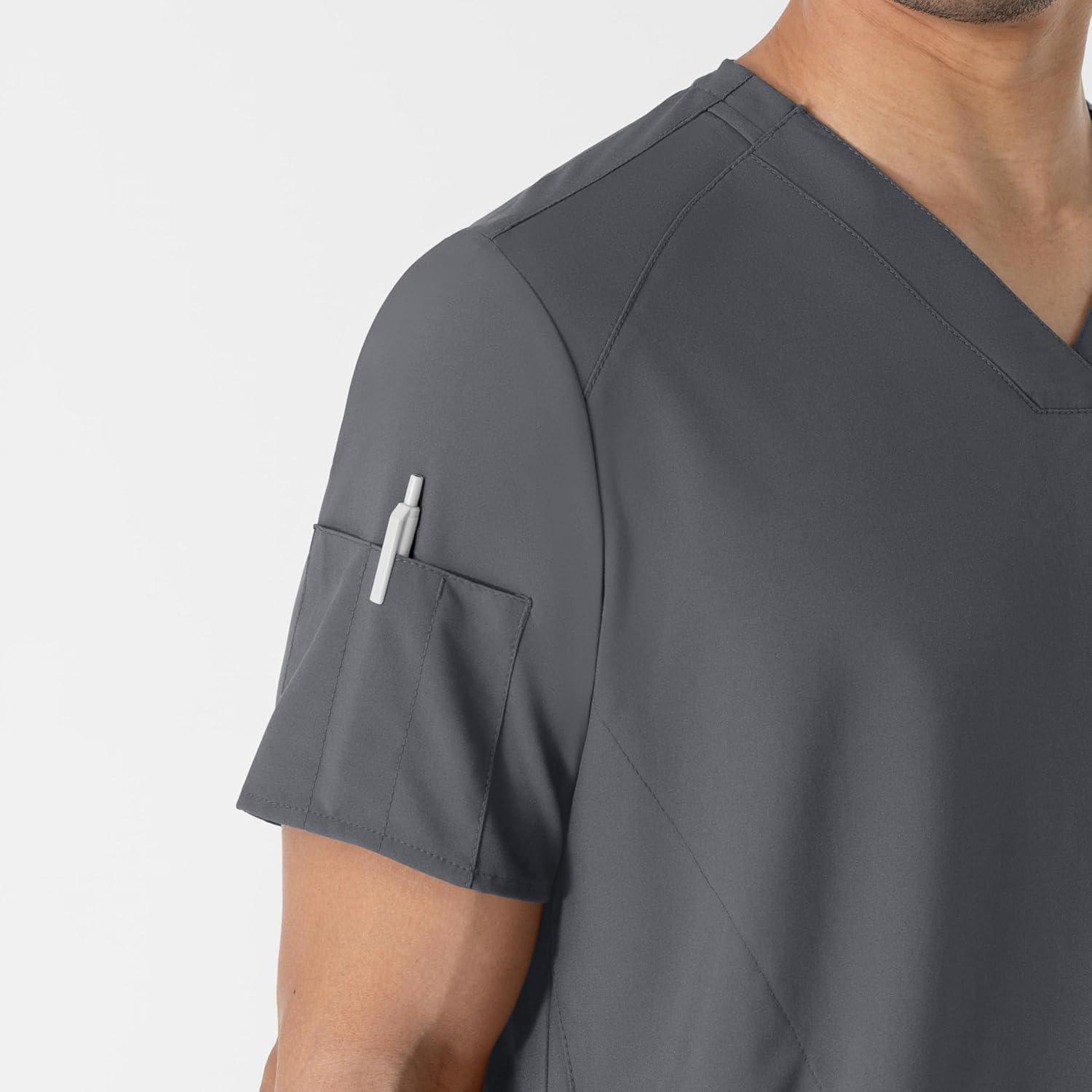 imageWINK Scrubs for Men W123 VNeck Tops with 6 PocketsPewter