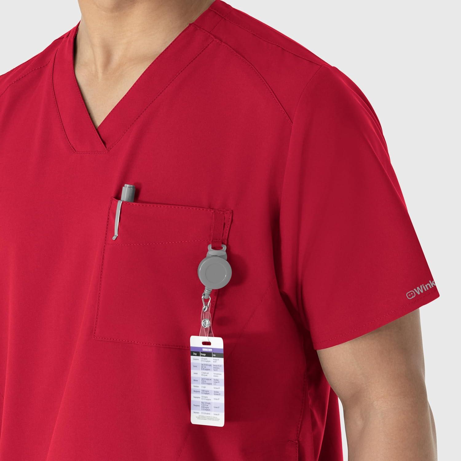 imageWINK Scrubs for Men W123 VNeck Tops with 6 PocketsRed