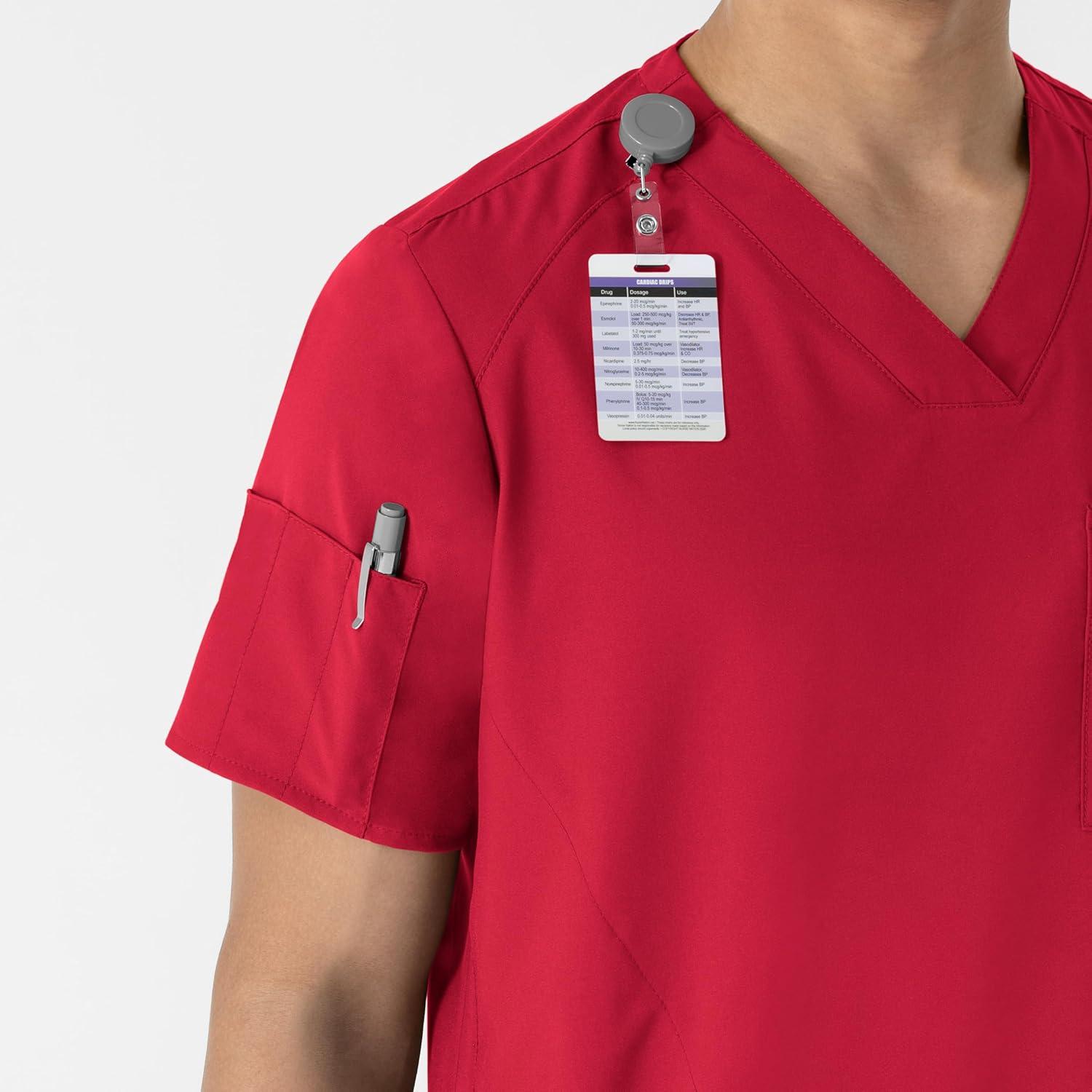 imageWINK Scrubs for Men W123 VNeck Tops with 6 PocketsRed