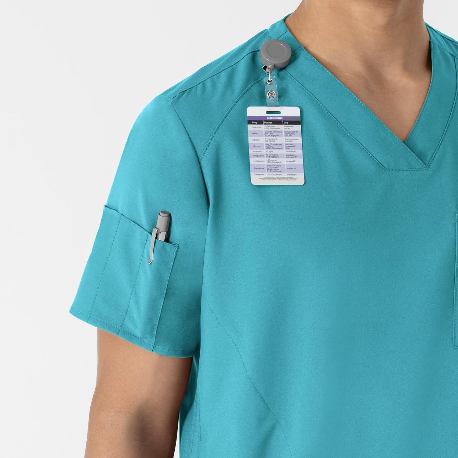 imageWINK Scrubs for Men W123 VNeck Tops with 6 PocketsTeal Blue
