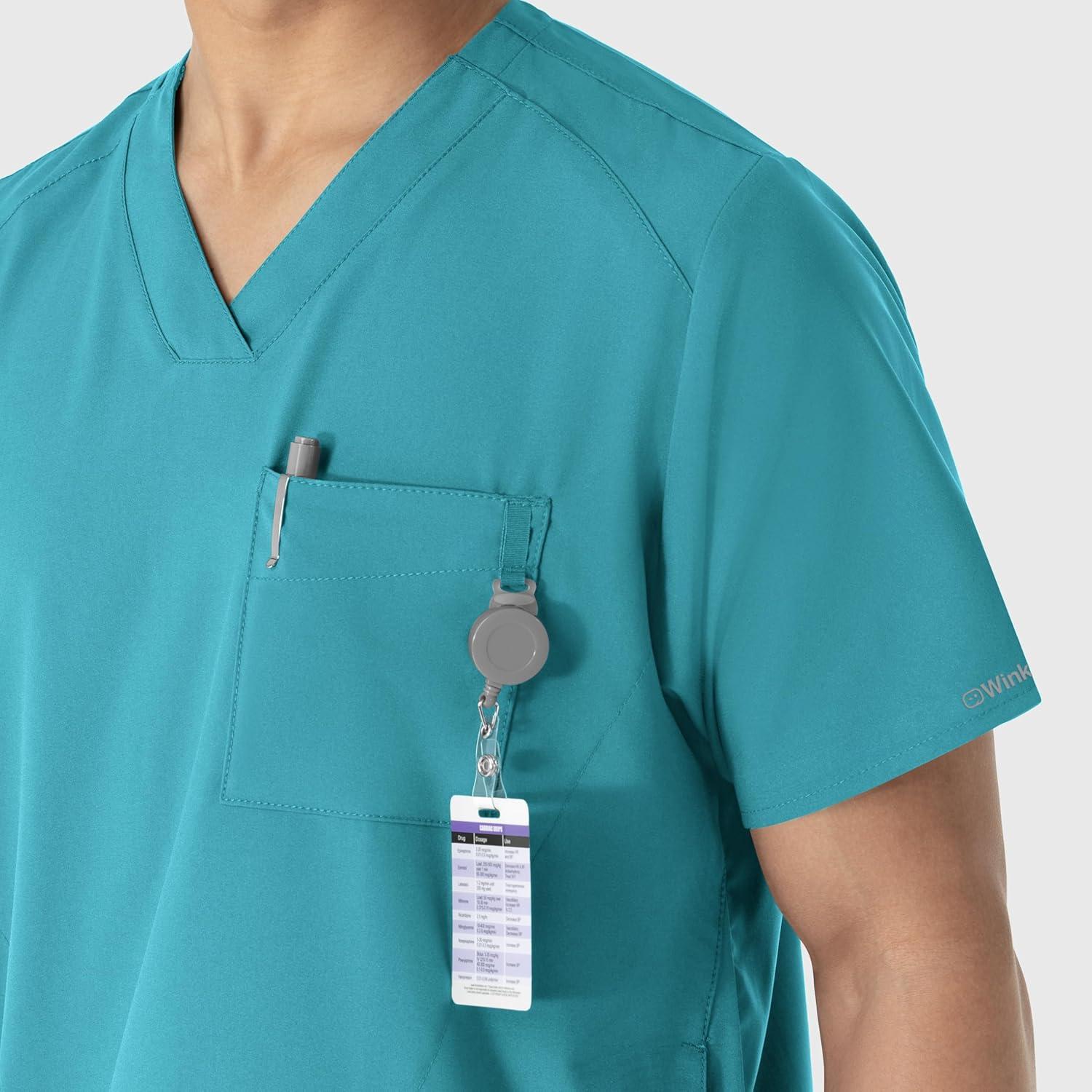 imageWINK Scrubs for Men W123 VNeck Tops with 6 PocketsTeal Blue