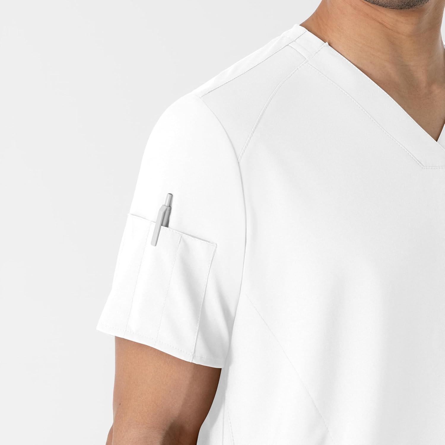 imageWINK Scrubs for Men W123 VNeck Tops with 6 PocketsWhite
