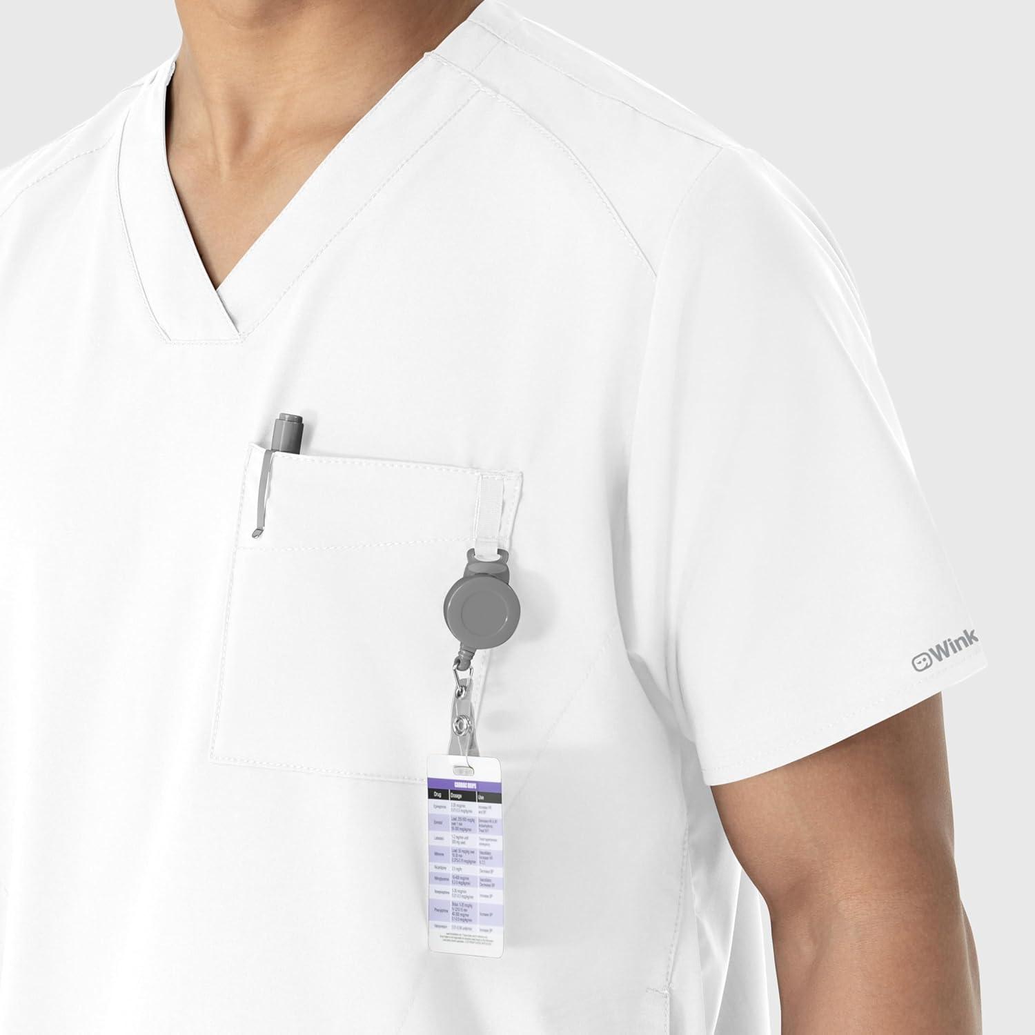 imageWINK Scrubs for Men W123 VNeck Tops with 6 PocketsWhite