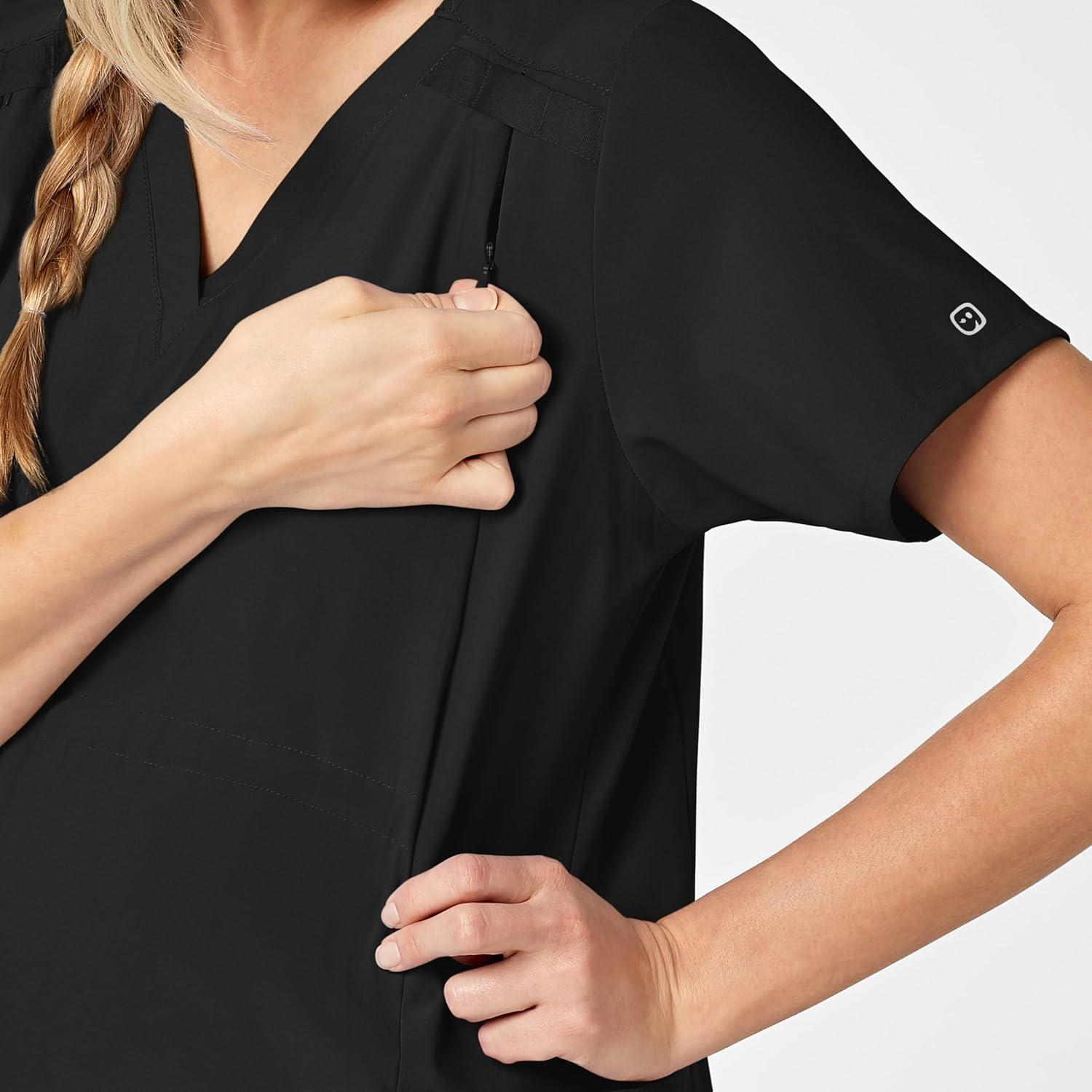 imageWink Scrubs for Women W123 Maternity VNeck Tops with 5 PocketsBlack