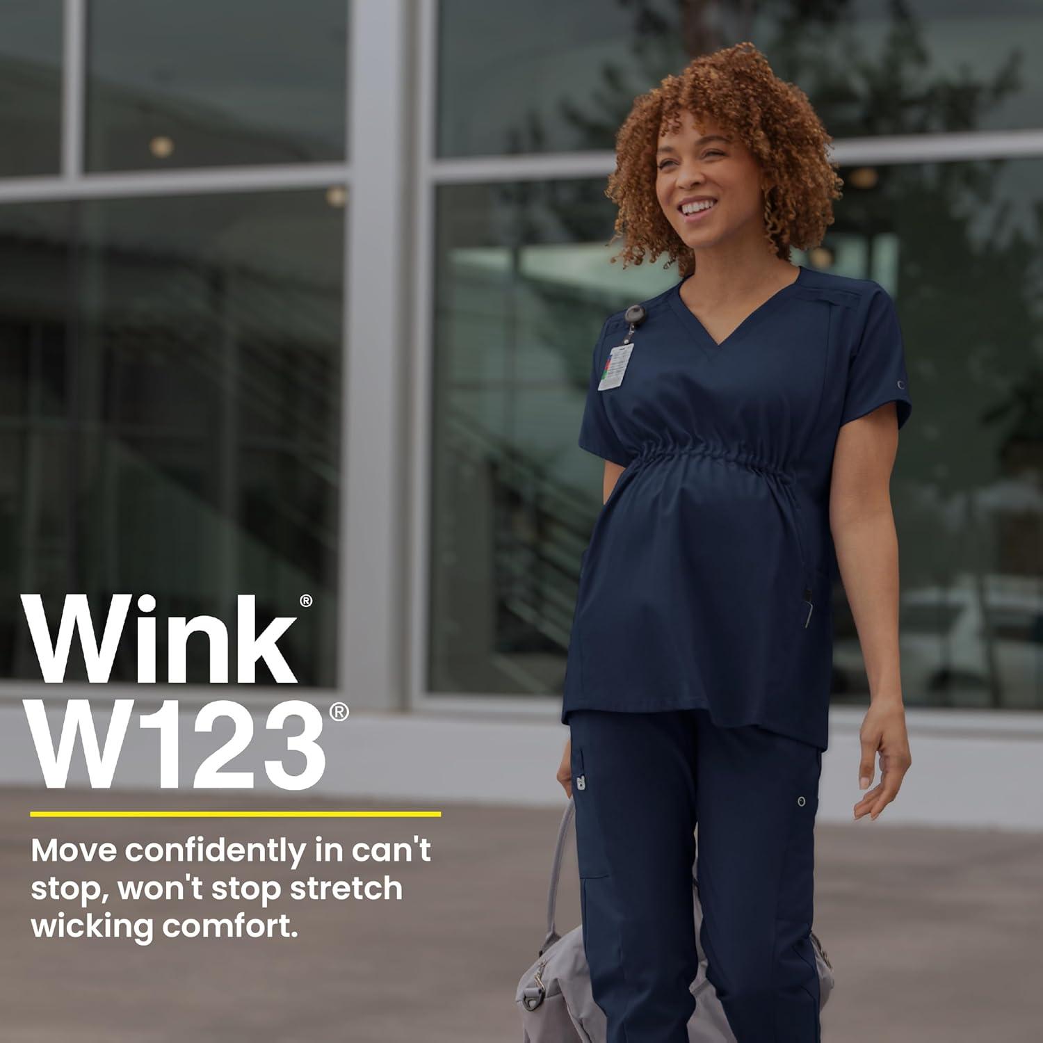 imageWink Scrubs for Women W123 Maternity VNeck Tops with 5 PocketsBlack