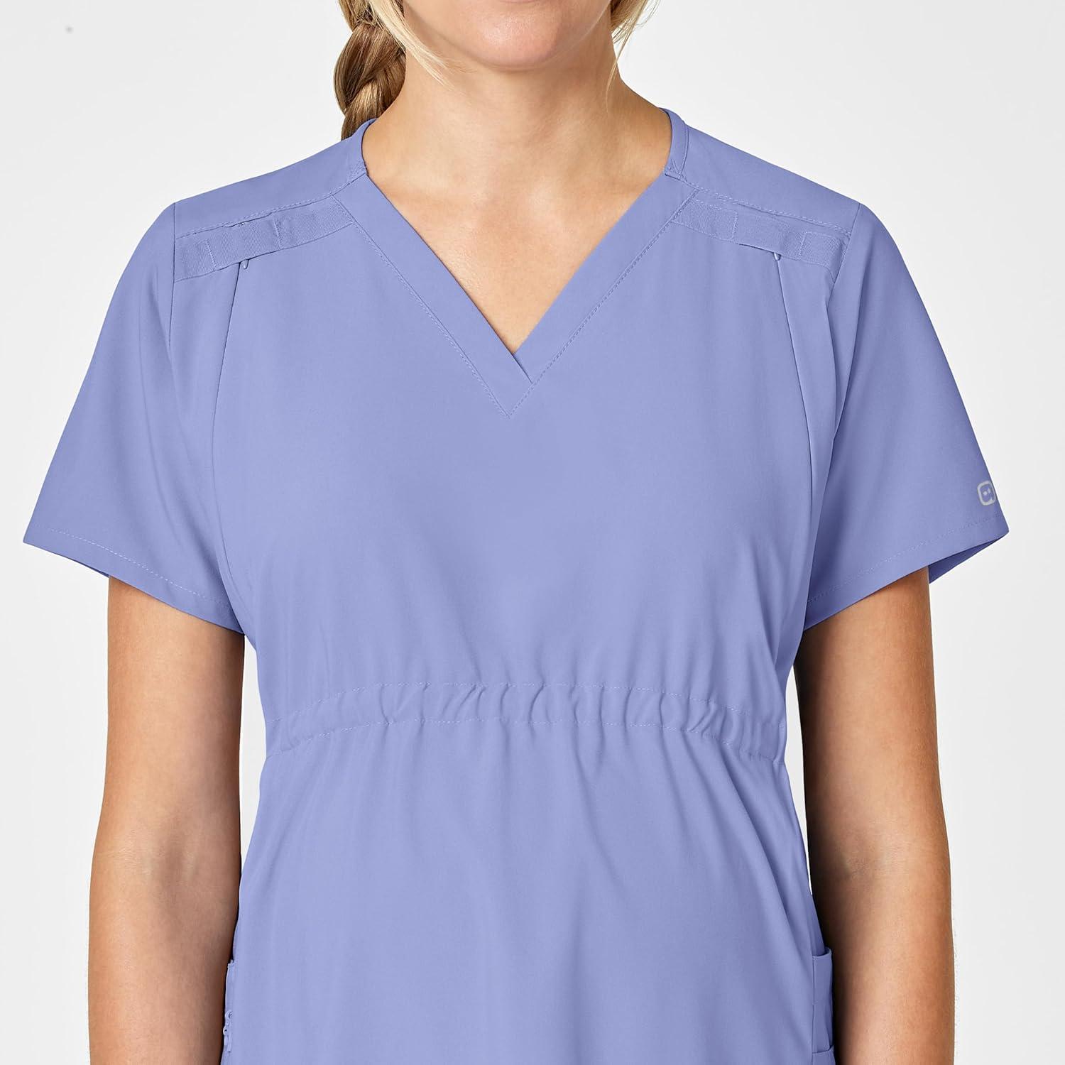 imageWink Scrubs for Women W123 Maternity VNeck Tops with 5 PocketsCeil Blue