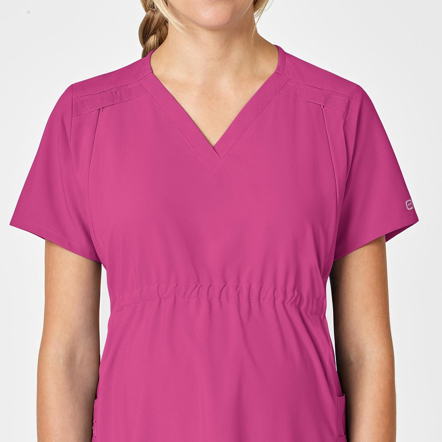 imageWink Scrubs for Women W123 Maternity VNeck Tops with 5 PocketsHot Pink