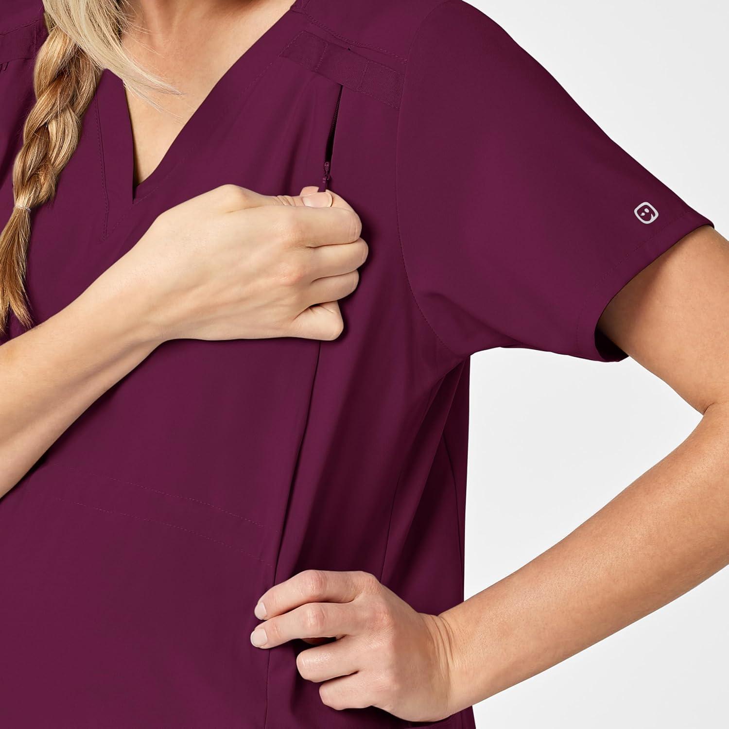 imageWink Scrubs for Women W123 Maternity VNeck Tops with 5 PocketsWine