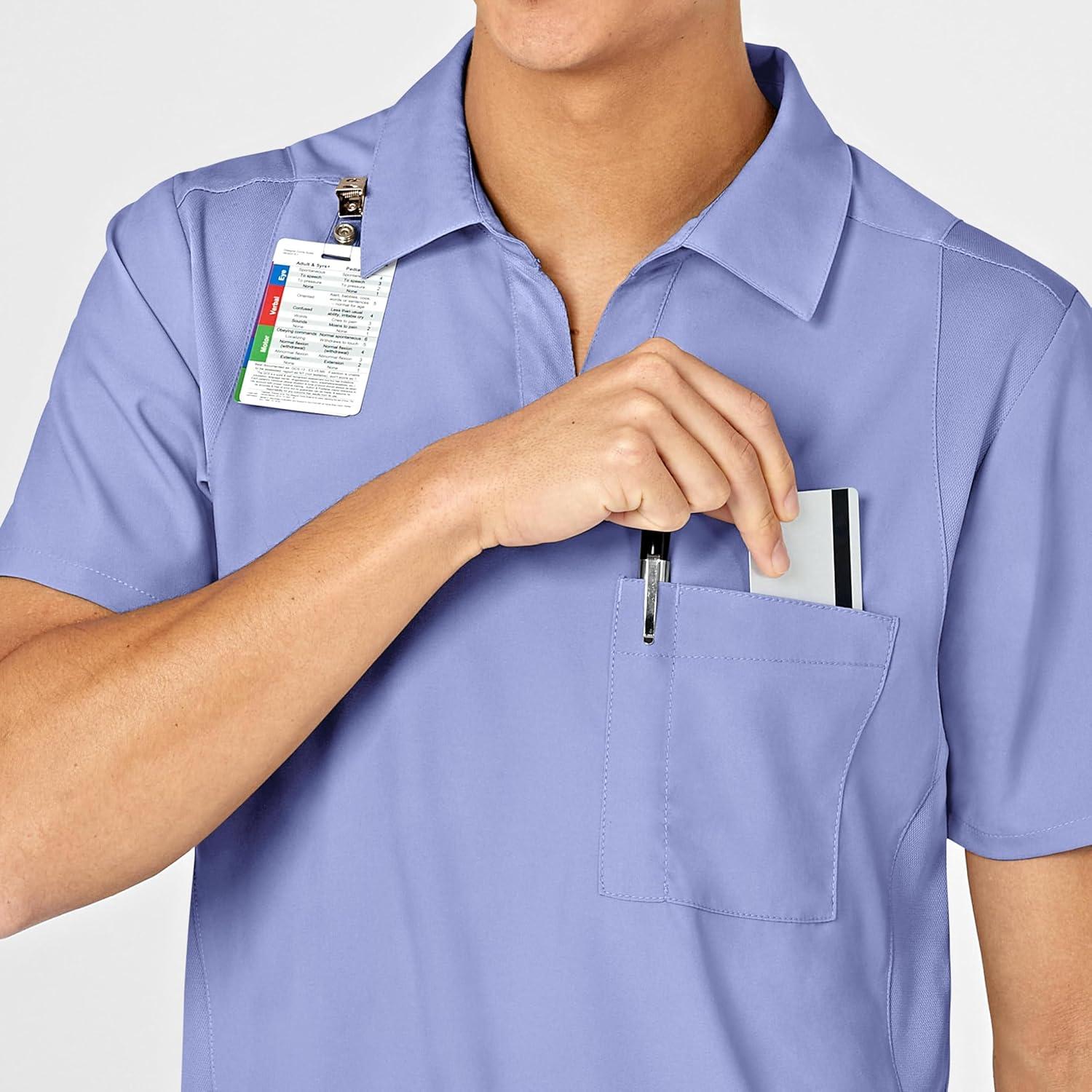 imageWonderWink Mens Collar TopCeil Blue