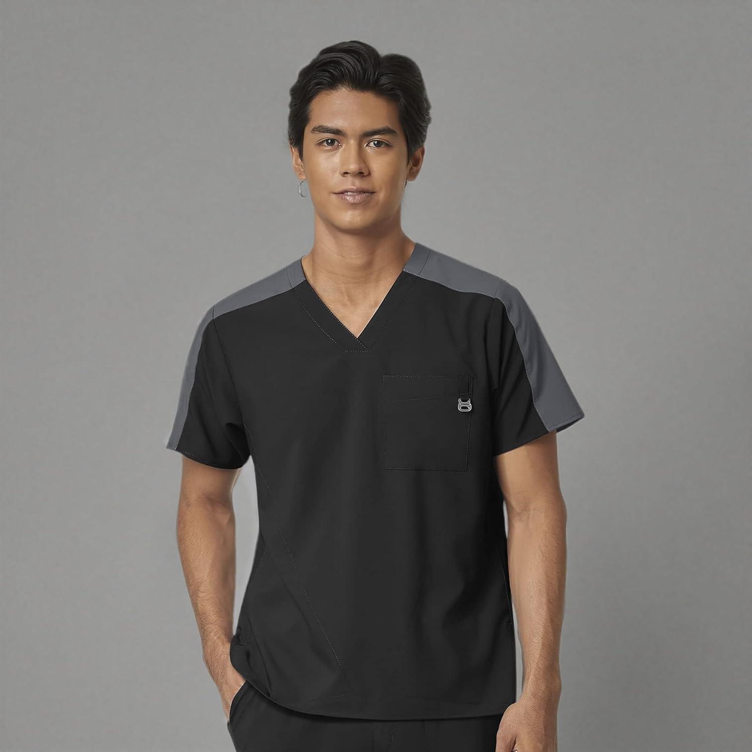 imageWonderWink Mens Mens Colorblock Scrub TopBlack