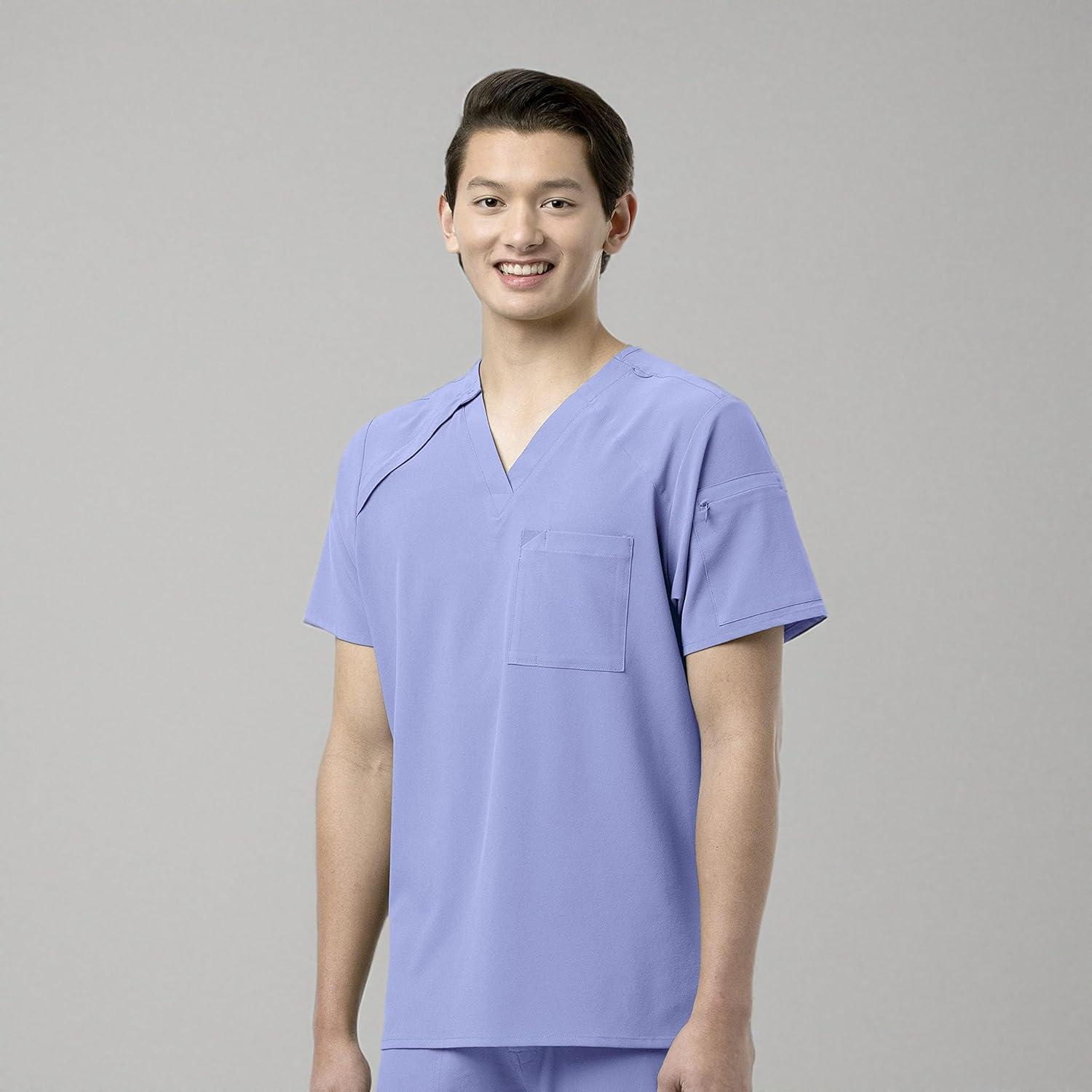 imageWonderWink Mens Mens Ez Zip Scrub TopCeil Blue