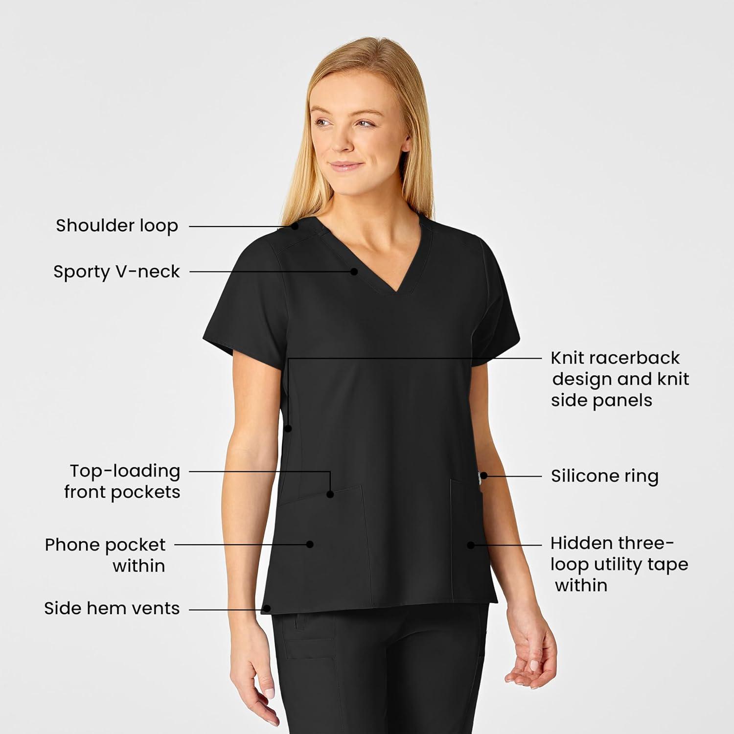 imageWonderWink Womens FlexBack Stylized VNeck TopBlack