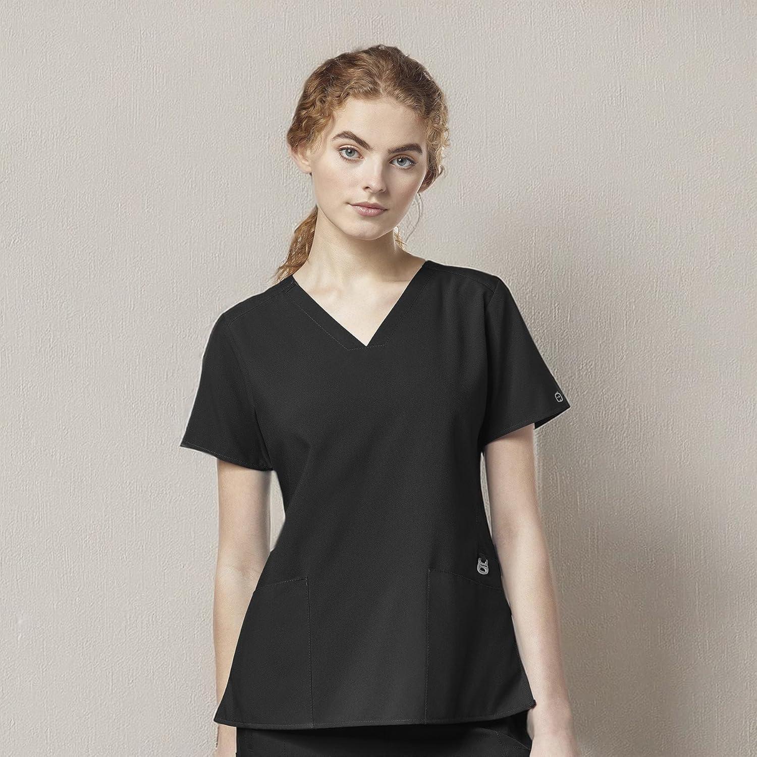 imageWonderWink Womens FlexBack Stylized VNeck TopBlack