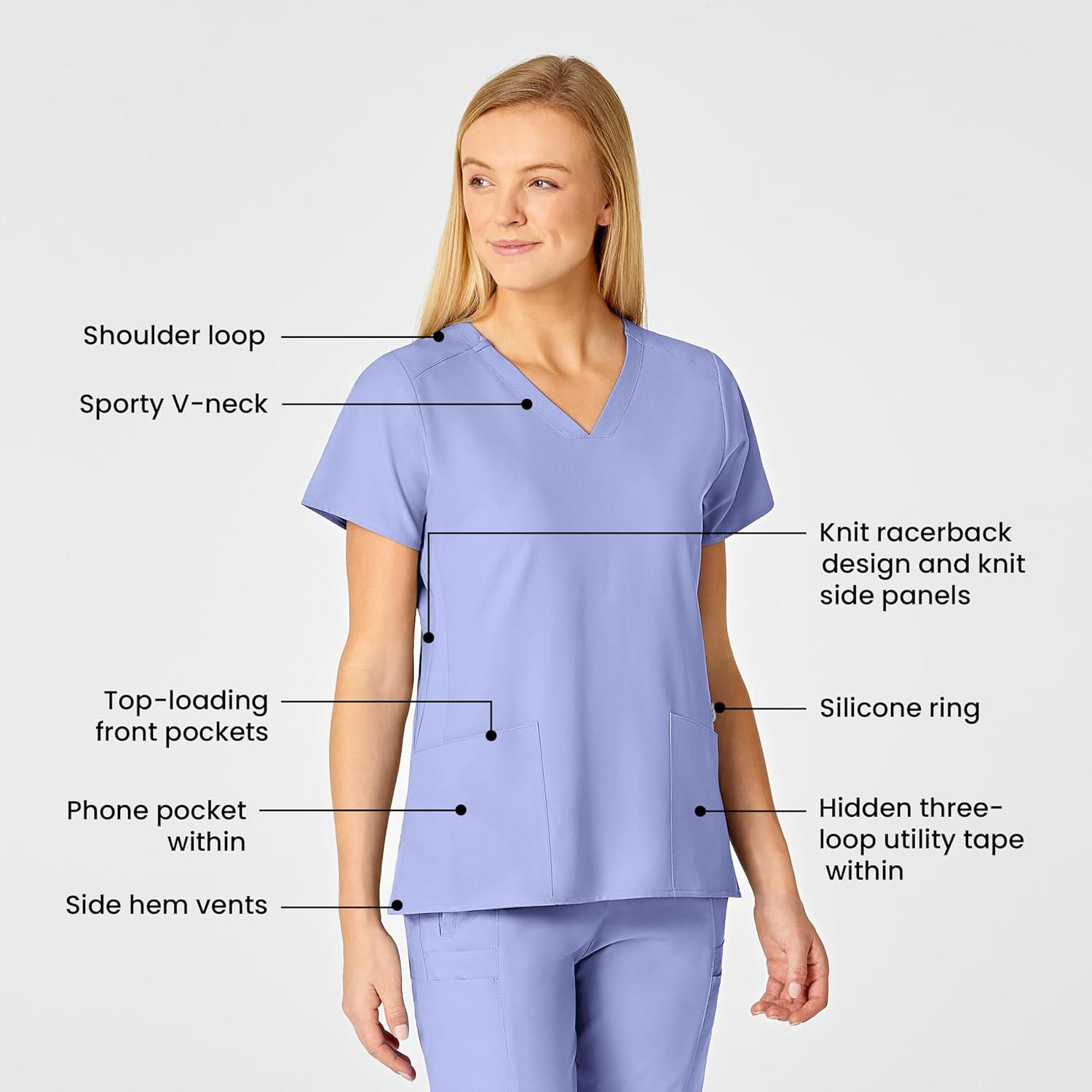imageWonderWink Womens FlexBack Stylized VNeck TopCeil Blue