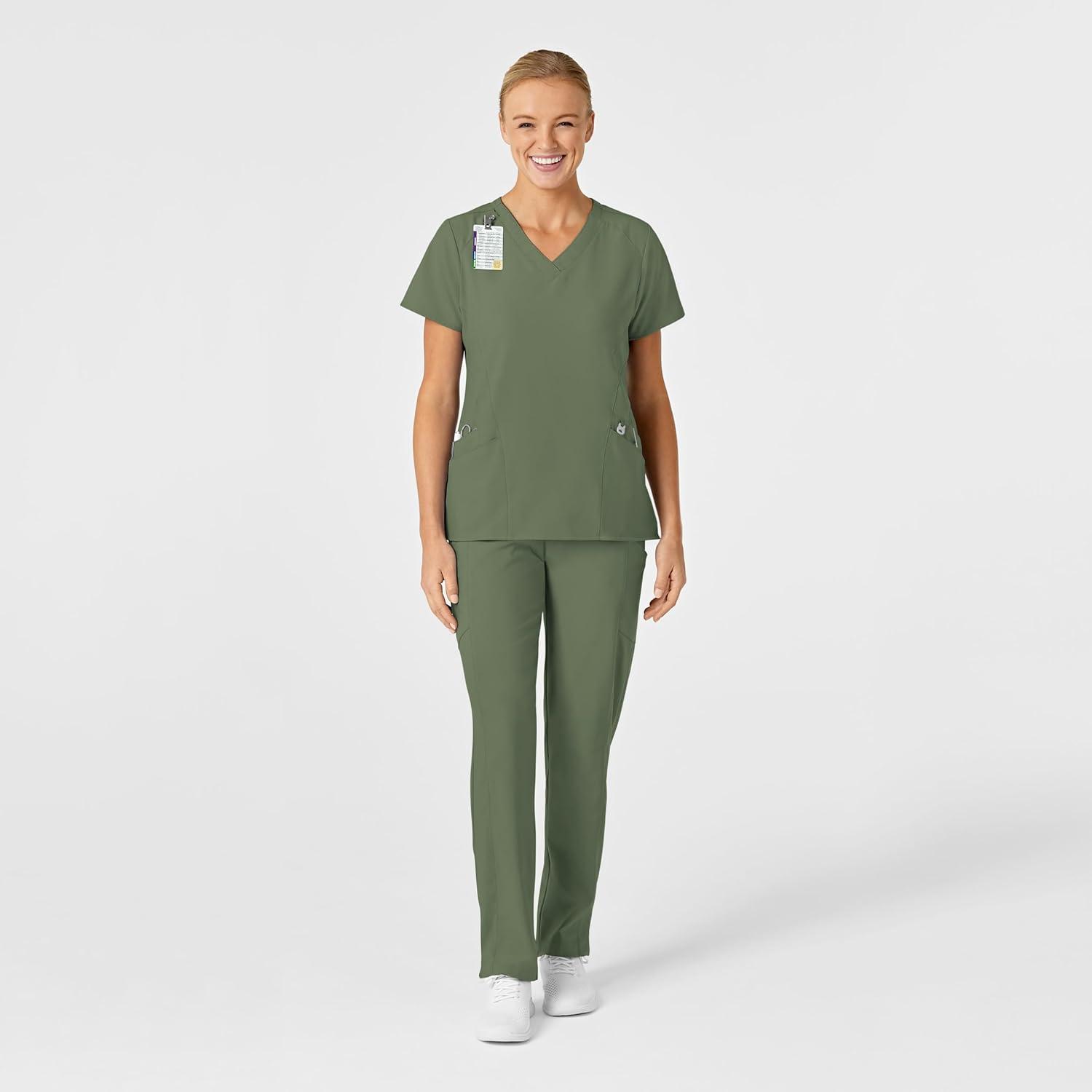 imageWonderWink Womens FlexBack Stylized VNeck TopOlive