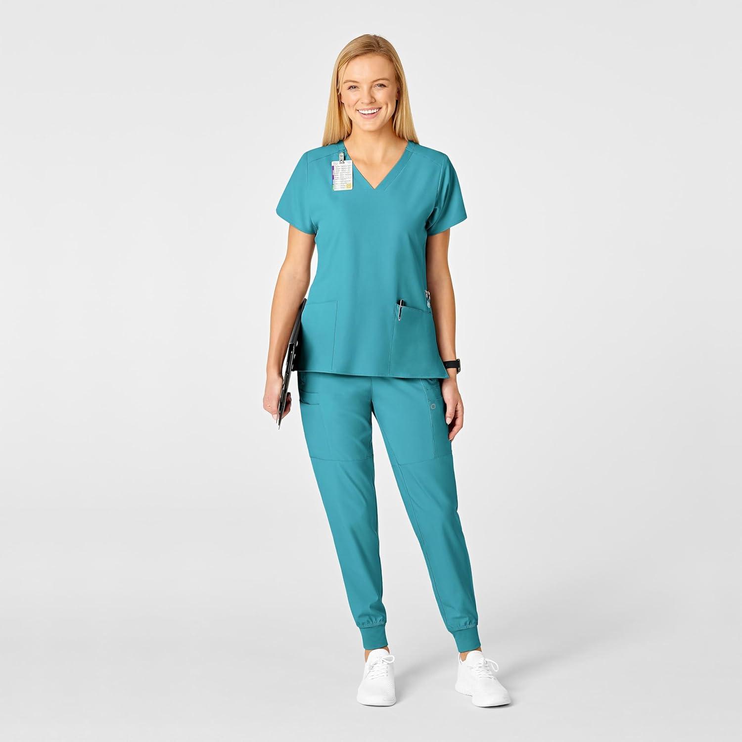 imageWonderWink Womens FlexBack Stylized VNeck TopTeal Blue