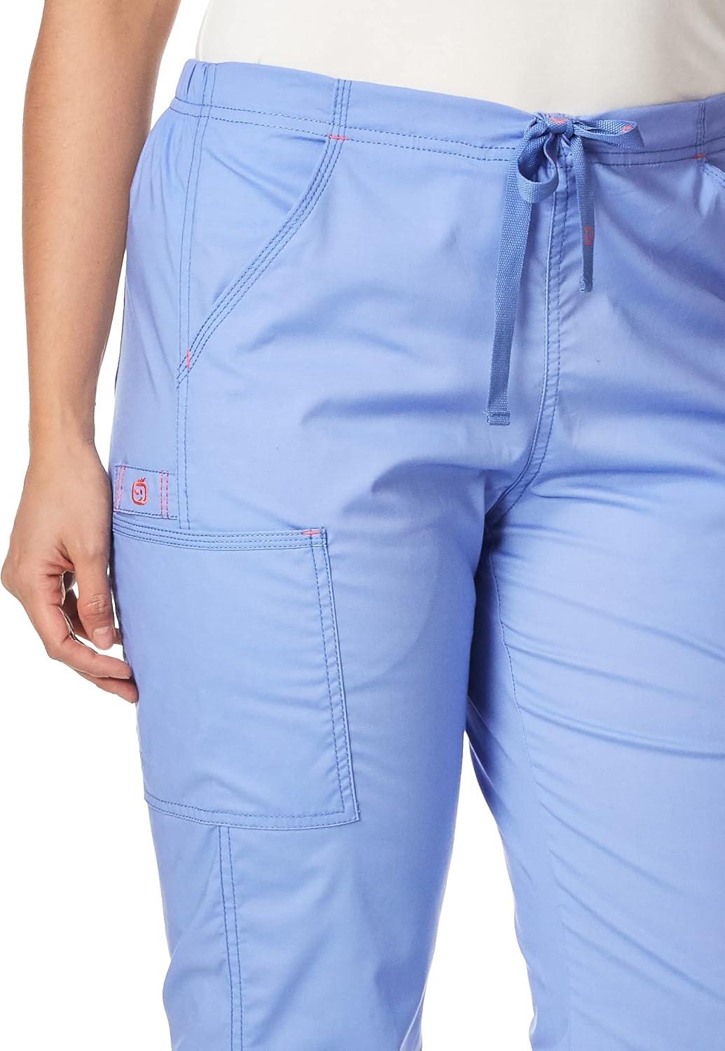 imageWonderWink Womens Grace Flare Leg Cargo PantMedical Scrubs PantsCeil Blue