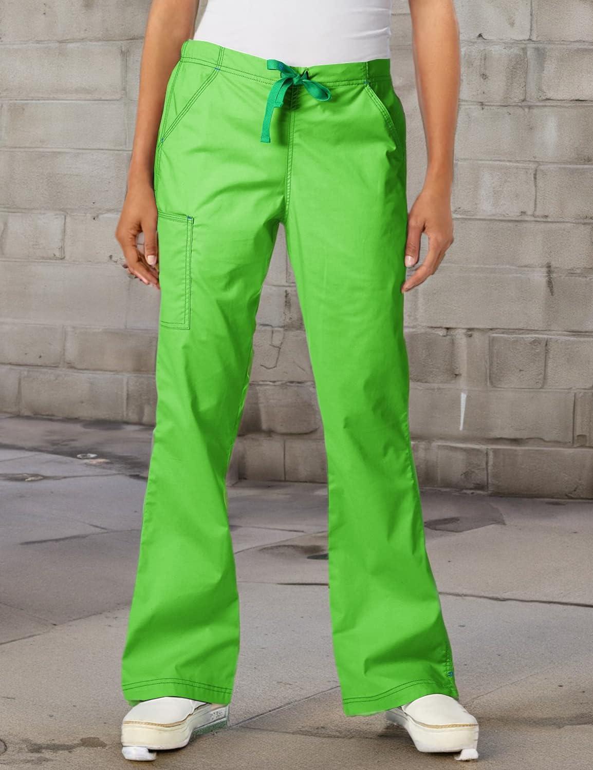 imageWonderWink Womens Grace Flare Leg Cargo PantMedical Scrubs PantsGreen Apple