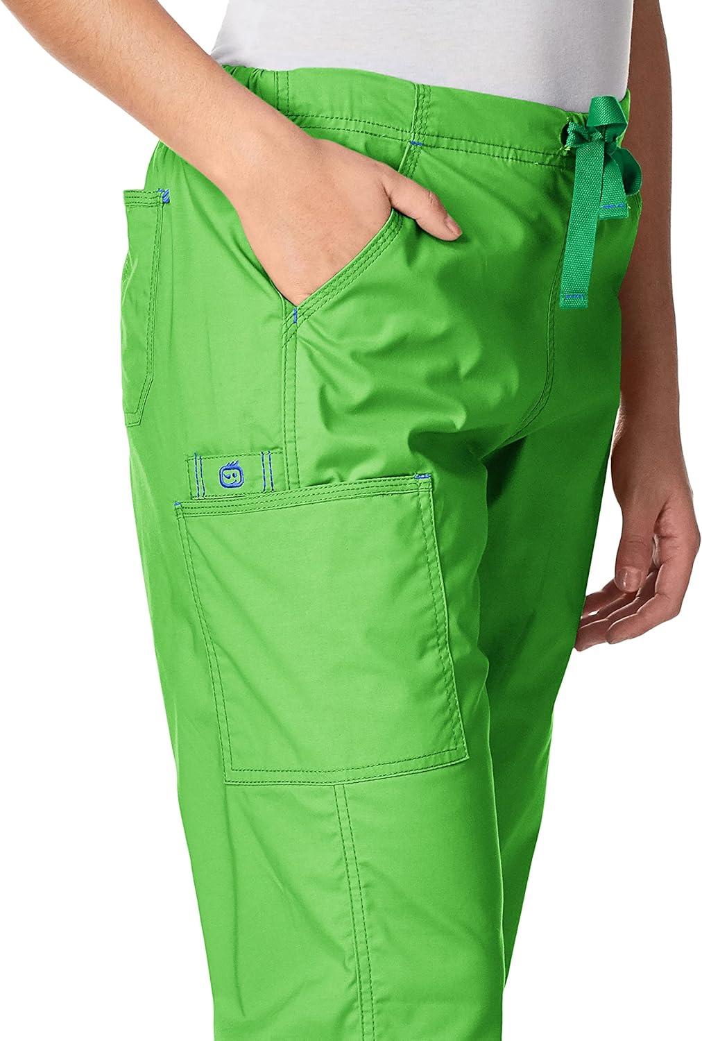 imageWonderWink Womens Grace Flare Leg Cargo PantMedical Scrubs PantsGreen Apple