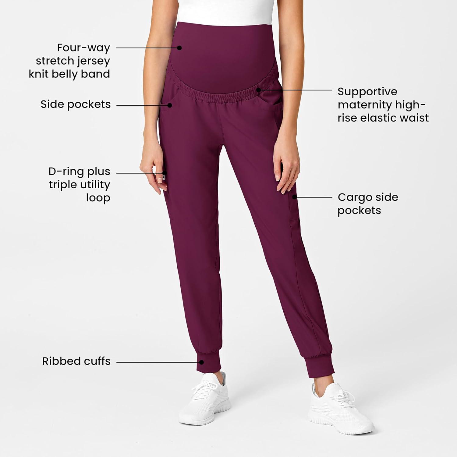 imageWonderWink Womens W123 Maternity Jogger Scrub PantWine
