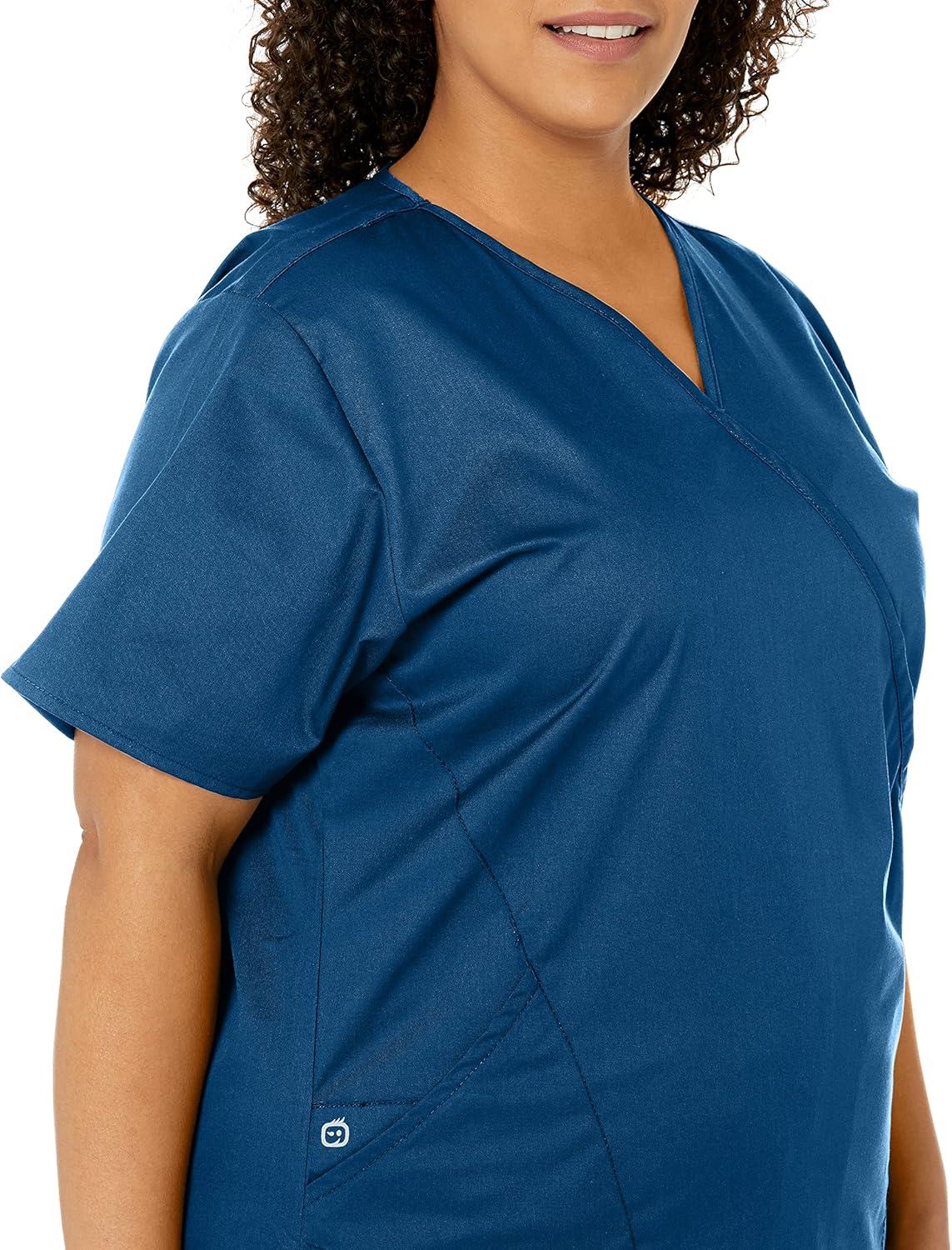 imageWonderWink Womens Wonderwork Womens Mock Wrap Scrub TopCaribbean