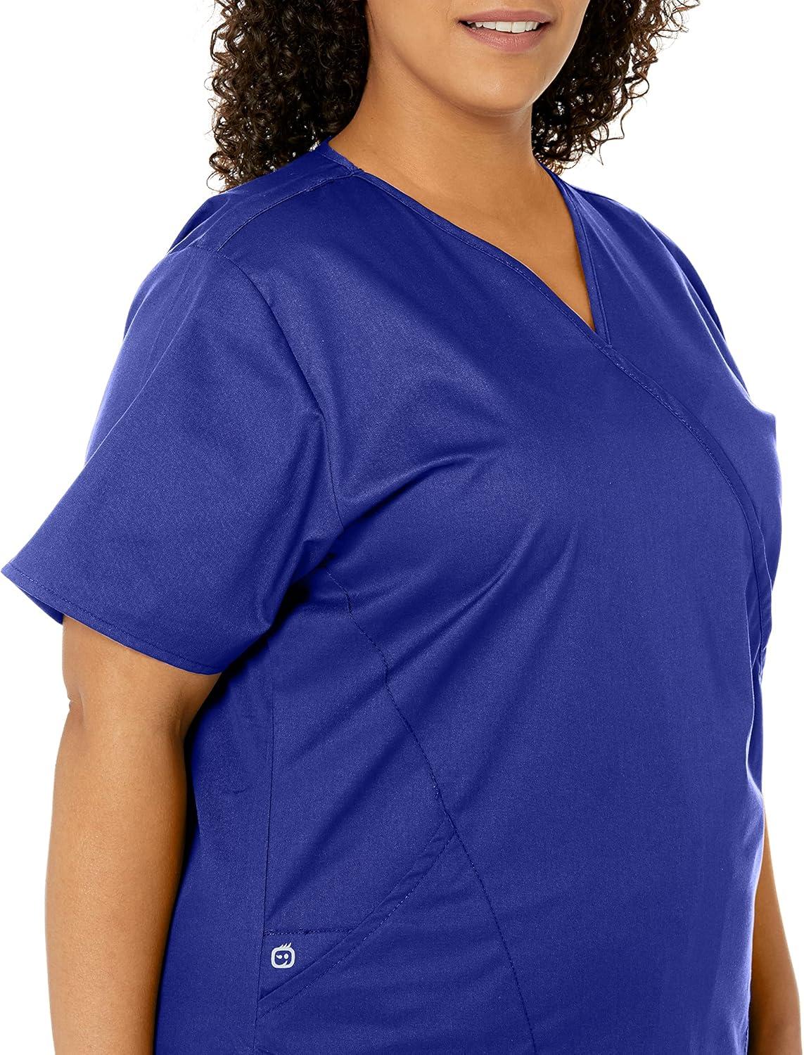 imageWonderWink Womens Wonderwork Womens Mock Wrap Scrub TopGalaxy Blue