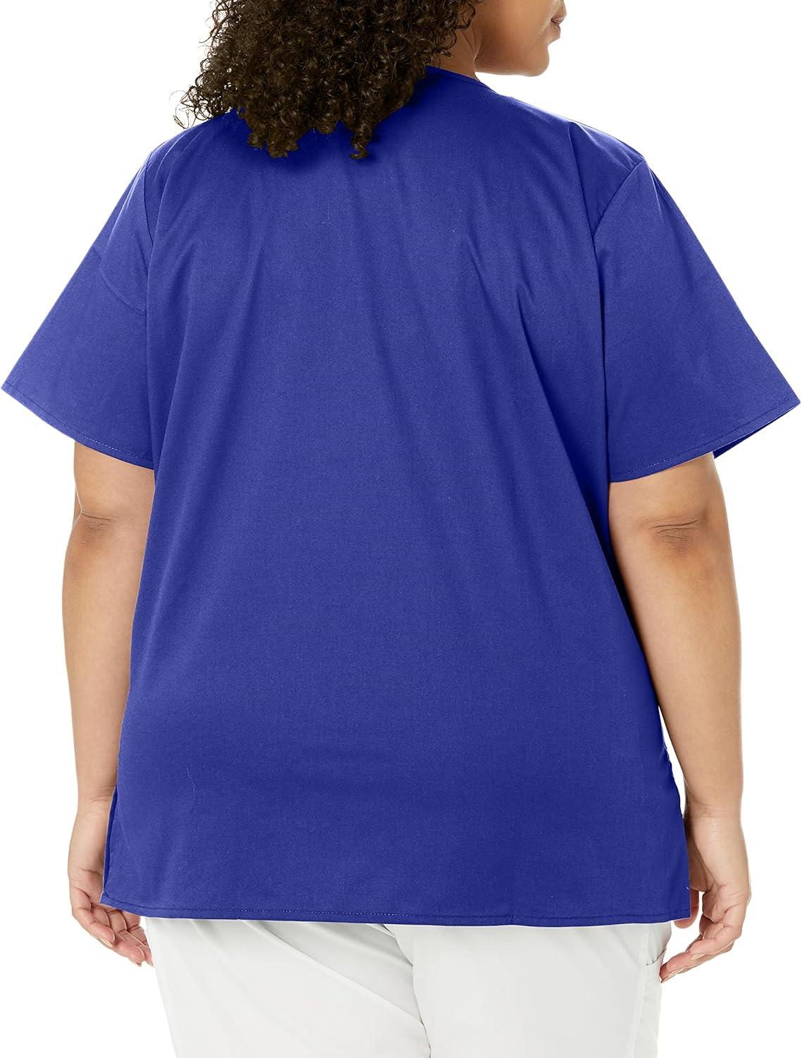 imageWonderWink Womens Wonderwork Womens Mock Wrap Scrub TopGalaxy Blue
