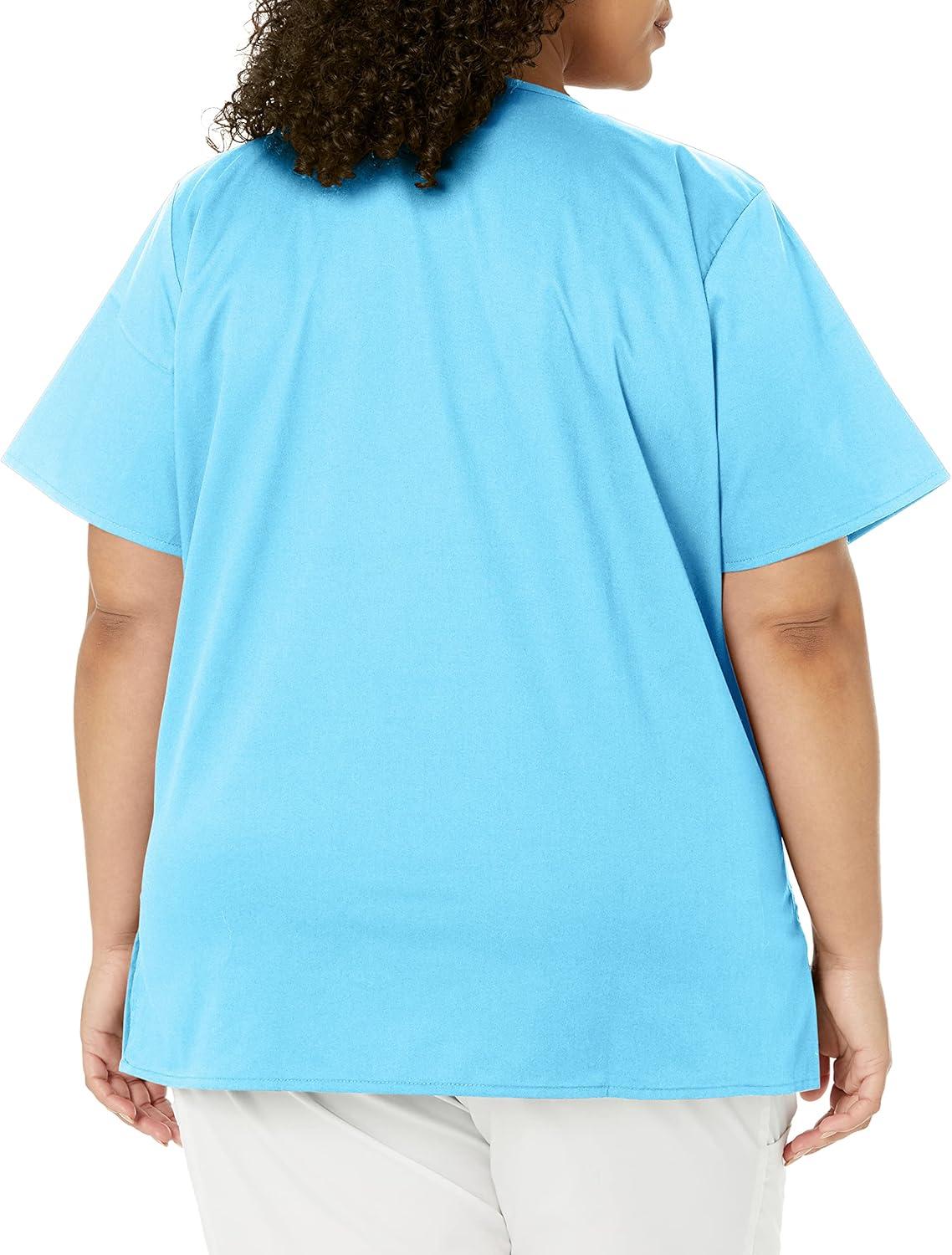 imageWonderWink Womens Wonderwork Womens Mock Wrap Scrub TopLight Turquoise