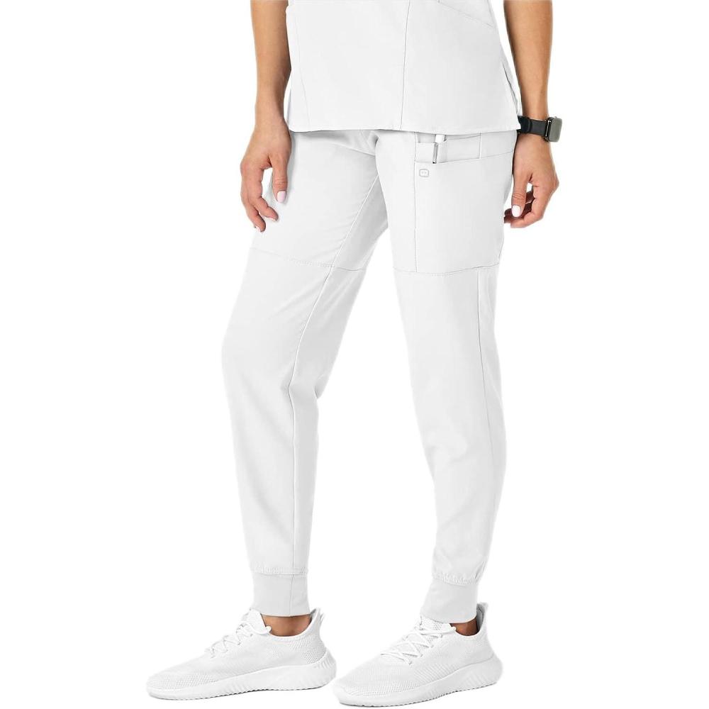 imageW123 Womens Comfort Waist Cargo Jogger Scrub PantWhite