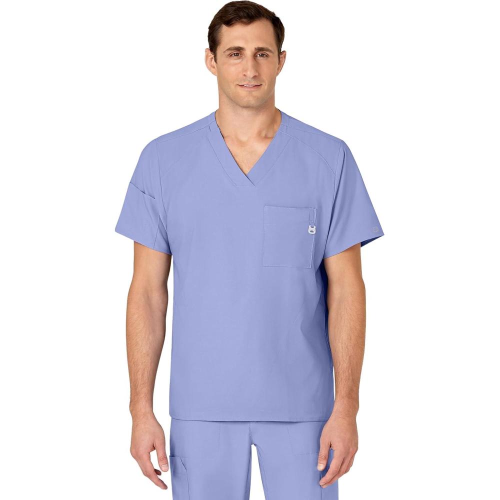 imageWINK Scrubs for Men W123 VNeck Tops with 6 PocketsCeil Blue