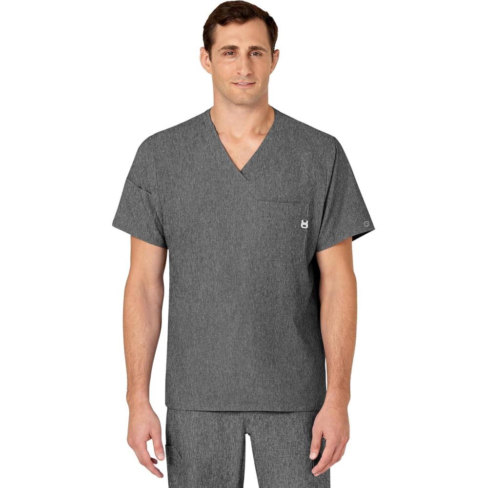 imageWINK Scrubs for Men W123 VNeck Tops with 6 PocketsCharcoal Heather