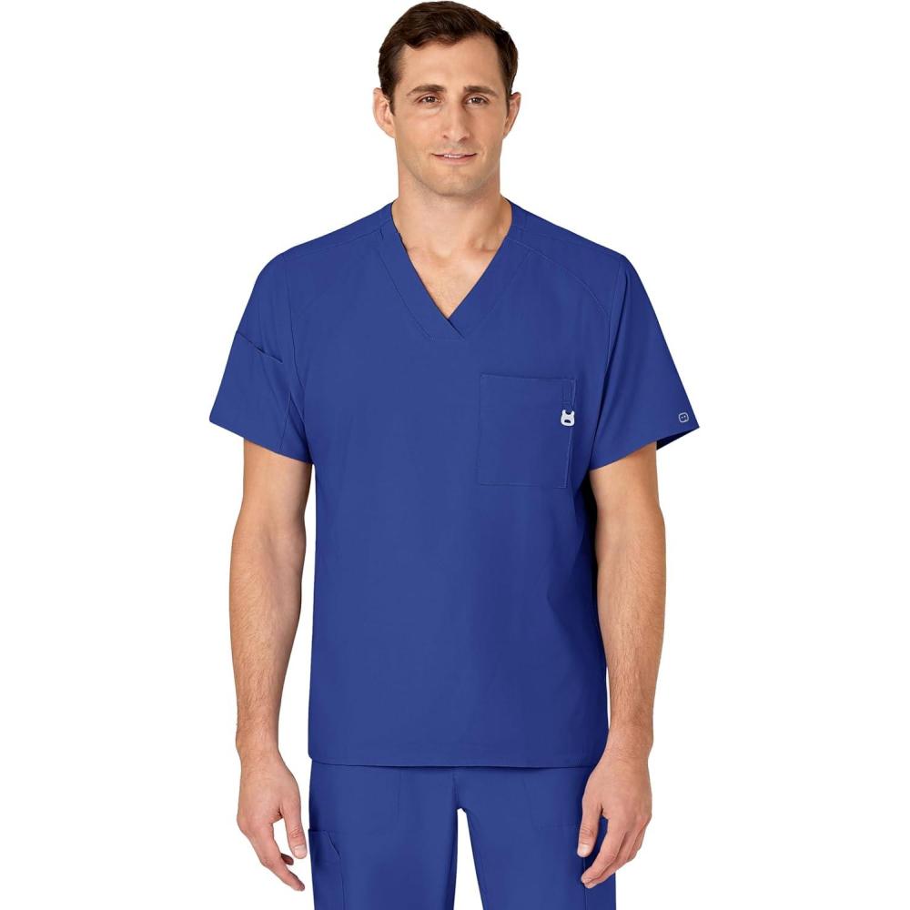 imageWINK Scrubs for Men W123 VNeck Tops with 6 PocketsGalaxy Blue