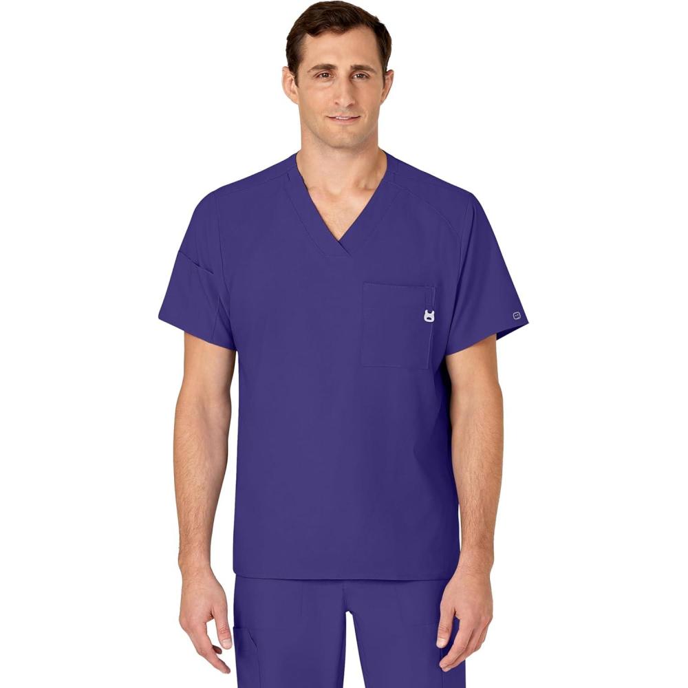 imageWINK Scrubs for Men W123 VNeck Tops with 6 PocketsGrape