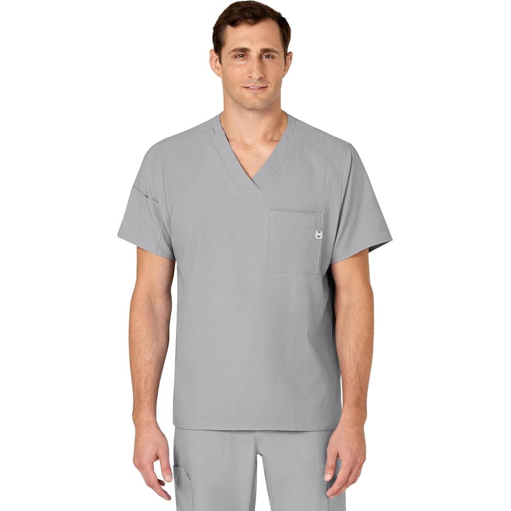 imageWINK Scrubs for Men W123 VNeck Tops with 6 PocketsGrey