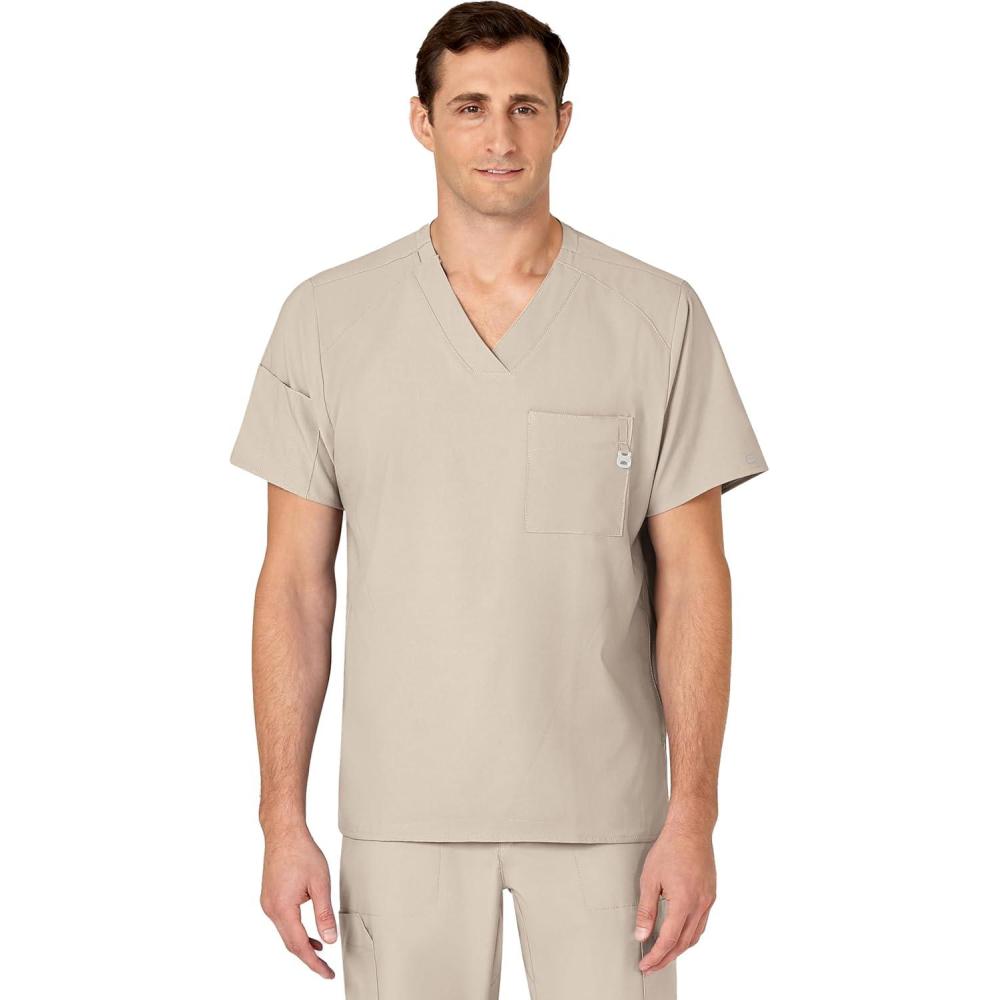 imageWINK Scrubs for Men W123 VNeck Tops with 6 PocketsKhaki