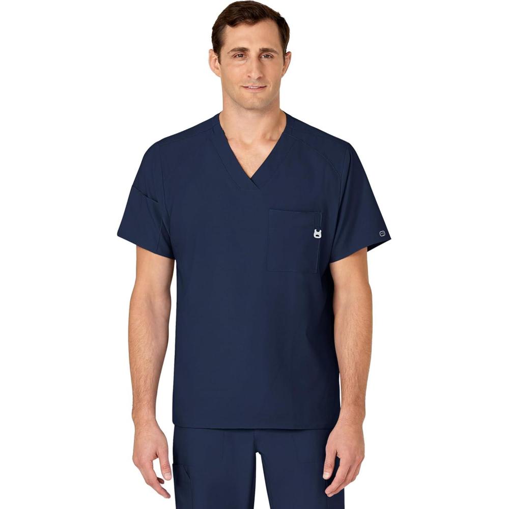 imageWINK Scrubs for Men W123 VNeck Tops with 6 PocketsNavy