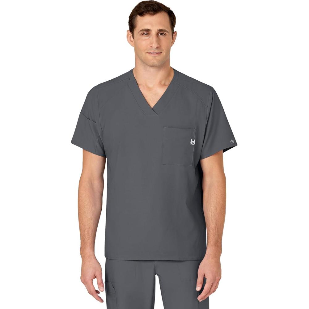 imageWINK Scrubs for Men W123 VNeck Tops with 6 PocketsPewter
