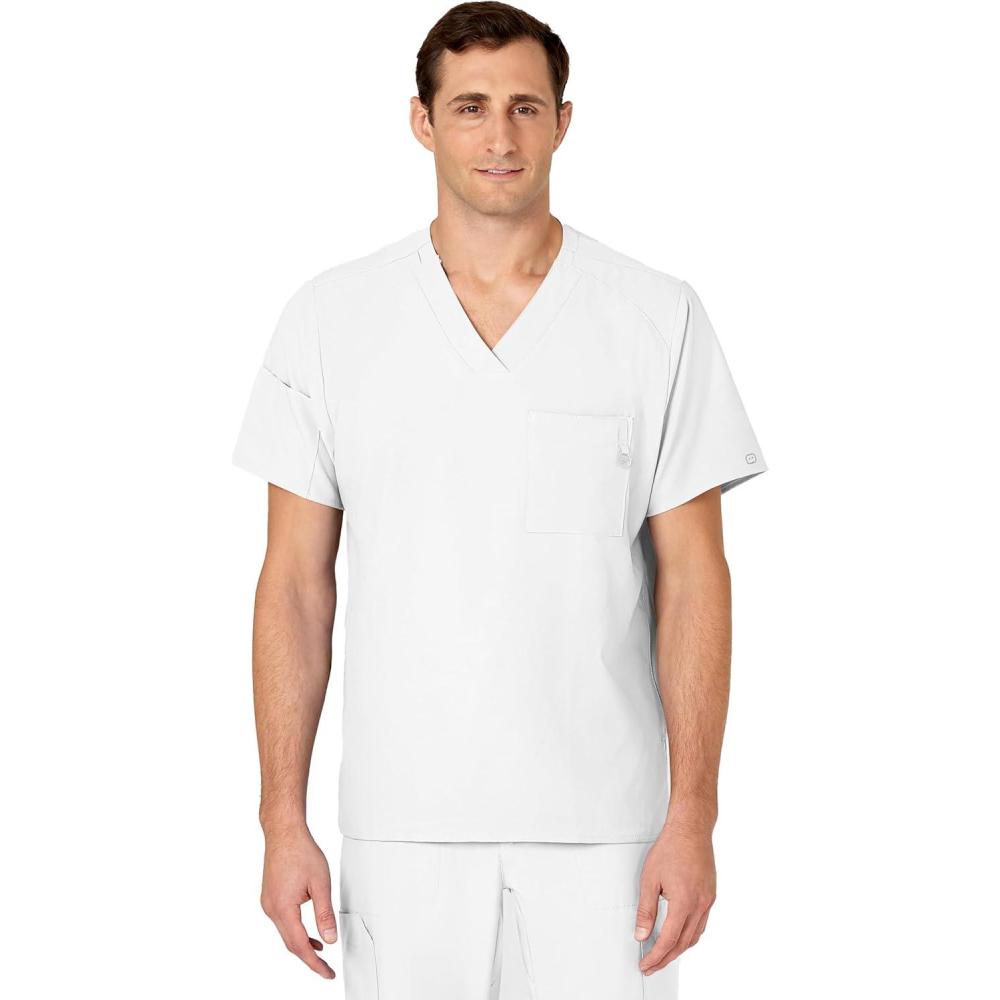 imageWINK Scrubs for Men W123 VNeck Tops with 6 PocketsWhite