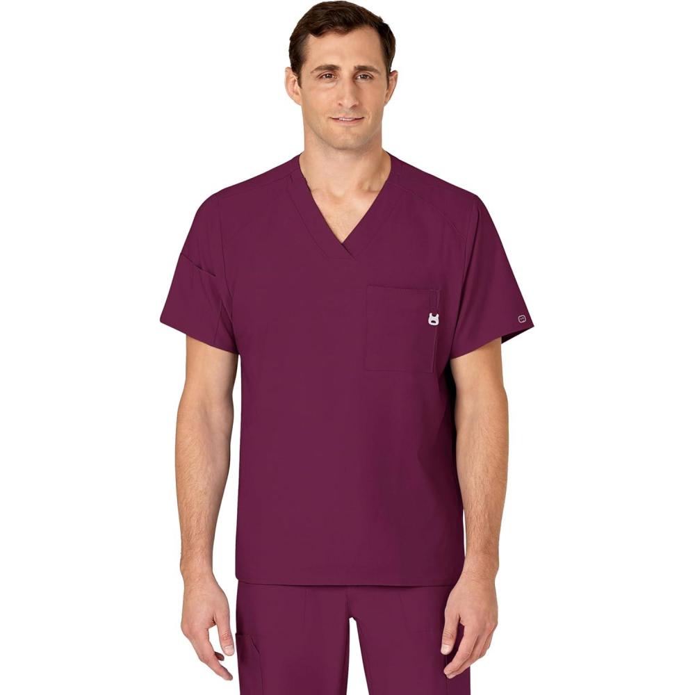 imageWINK Scrubs for Men W123 VNeck Tops with 6 PocketsWine