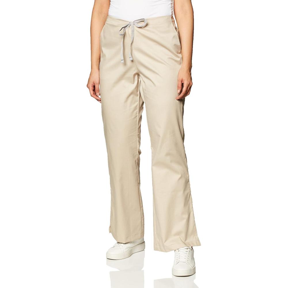 imageWink WonderWORK Scrubs for Women Flare Leg Scrub PantsKhaki