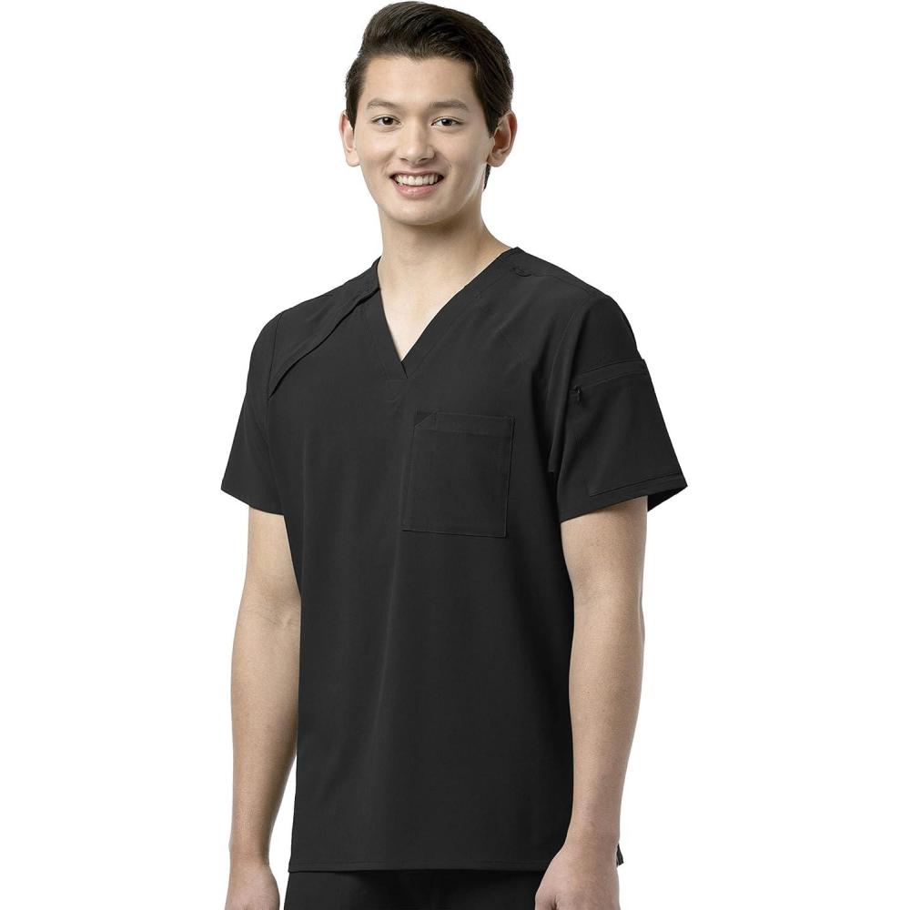 imageWonderWink Mens Mens Ez Zip Scrub TopBlack