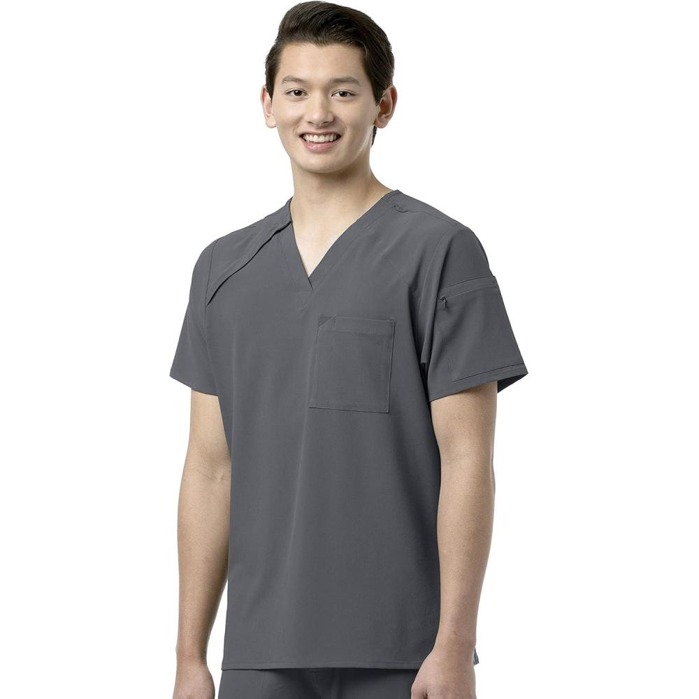 imageWonderWink Mens Mens Ez Zip Scrub TopPewter