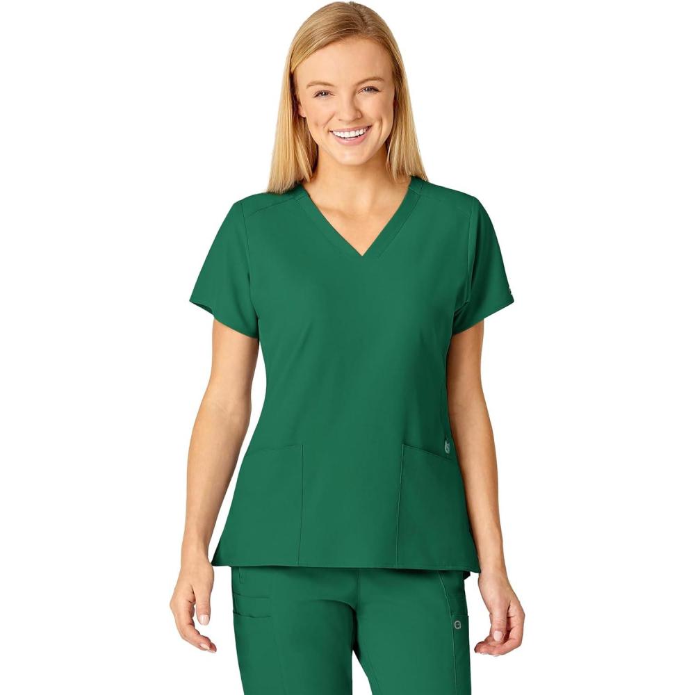 imageWonderWink Womens FlexBack Stylized VNeck TopHunter Green