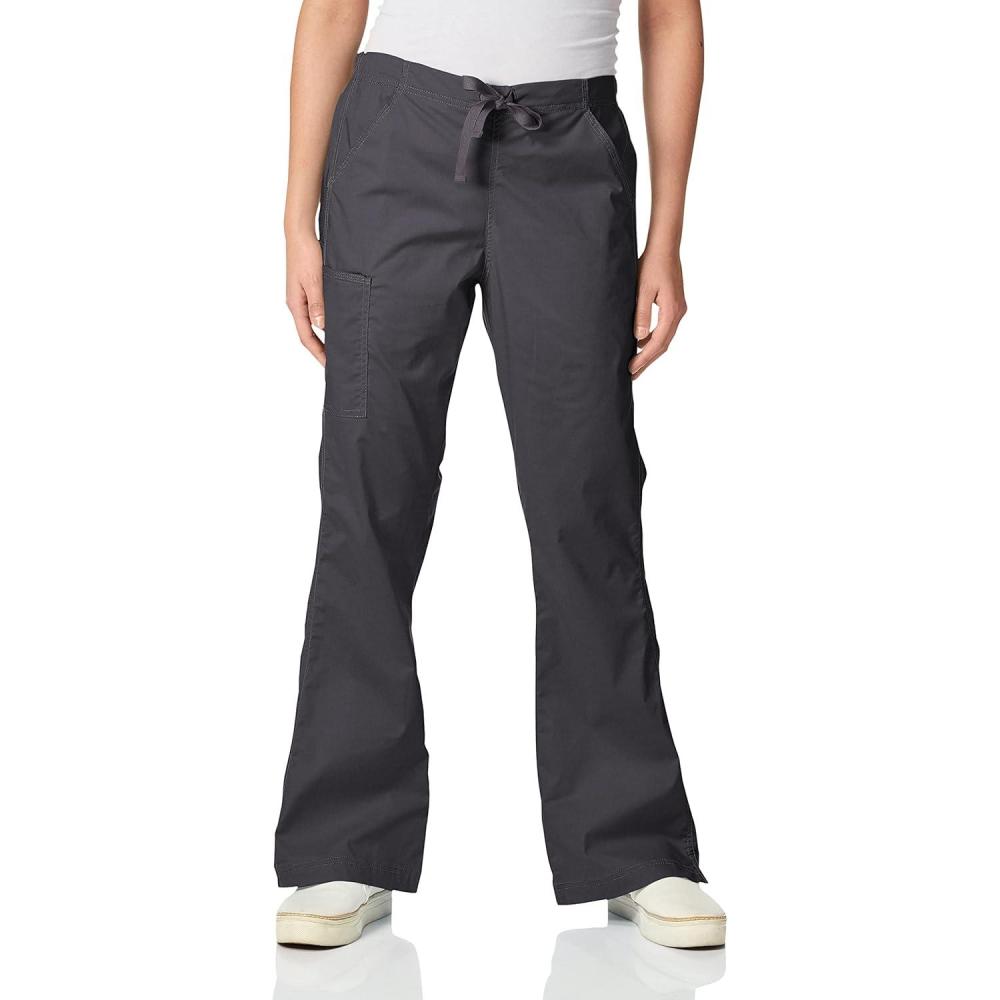 imageWonderWink Womens Grace Flare Leg Cargo PantMedical Scrubs PantsCharcoal