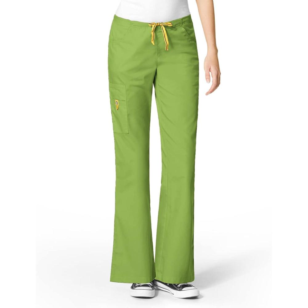 imageWonderWink Womens Scrubs Romeo SixPocket Flare Leg Pant XS5XL 6 Pockets Elastic Waistband with Convertible DrawstringGreen Apple