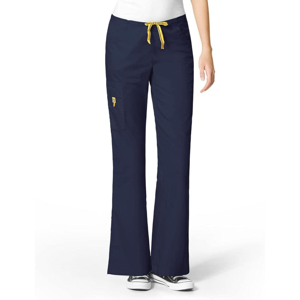 imageWonderWink Womens Scrubs Romeo SixPocket Flare Leg Pant XS5XL 6 Pockets Elastic Waistband with Convertible DrawstringNavy