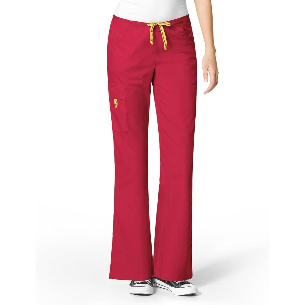 imageWonderWink Womens Scrubs Romeo SixPocket Flare Leg Pant XS5XL 6 Pockets Elastic Waistband with Convertible DrawstringRed
