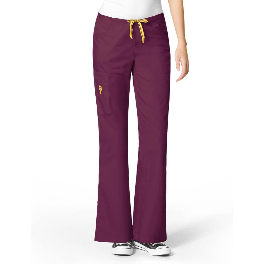 imageWonderWink Womens Scrubs Romeo SixPocket Flare Leg Pant XS5XL 6 Pockets Elastic Waistband with Convertible DrawstringWine