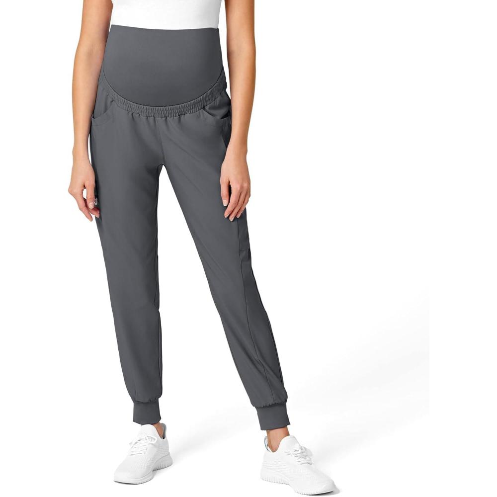 imageWonderWink Womens W123 Maternity Jogger Scrub PantPewter